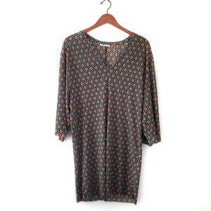 Zara Trafaluc Geometric Blue Orange Boho Bohemian Dress Size Small